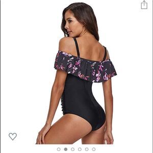 Wavely Ruffled Flounce Floral Print Swimsuit Size L New